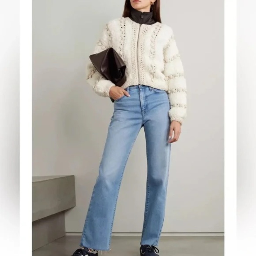 House of Harlow Pom Pom-Embellished Crochet-Trimmed Cardigan